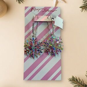 Betsey Johnson Iridescent Snowflake Earrings